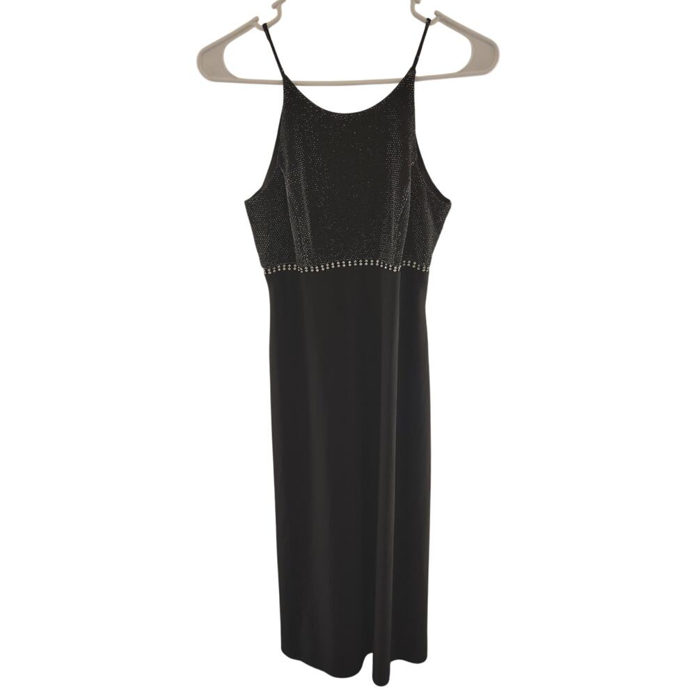 Vintage 90s Betsy and Adam Black Satin Slip Dress‎ XS Whimsigoth Romantic Goth